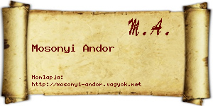Mosonyi Andor névjegykártya